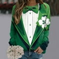 thumbnail image 4 of VBARHMQRT Chandails à Capuche Zippés pour Femmes Femmes T-Shirts de la Saint-Patrick Col Rond Chandail Vert Manches Raglan Chandail à Enfiler Hauts Amples Convenant aux Hauts Habillés, 4 of 5