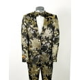 thumbnail image 2 of Mens 2 Button Black, Silver, & Gold Foil Floral Paisley Prom and Wedding Tuxedo By Alberto Nardoni Brand Designer, 2 of 3