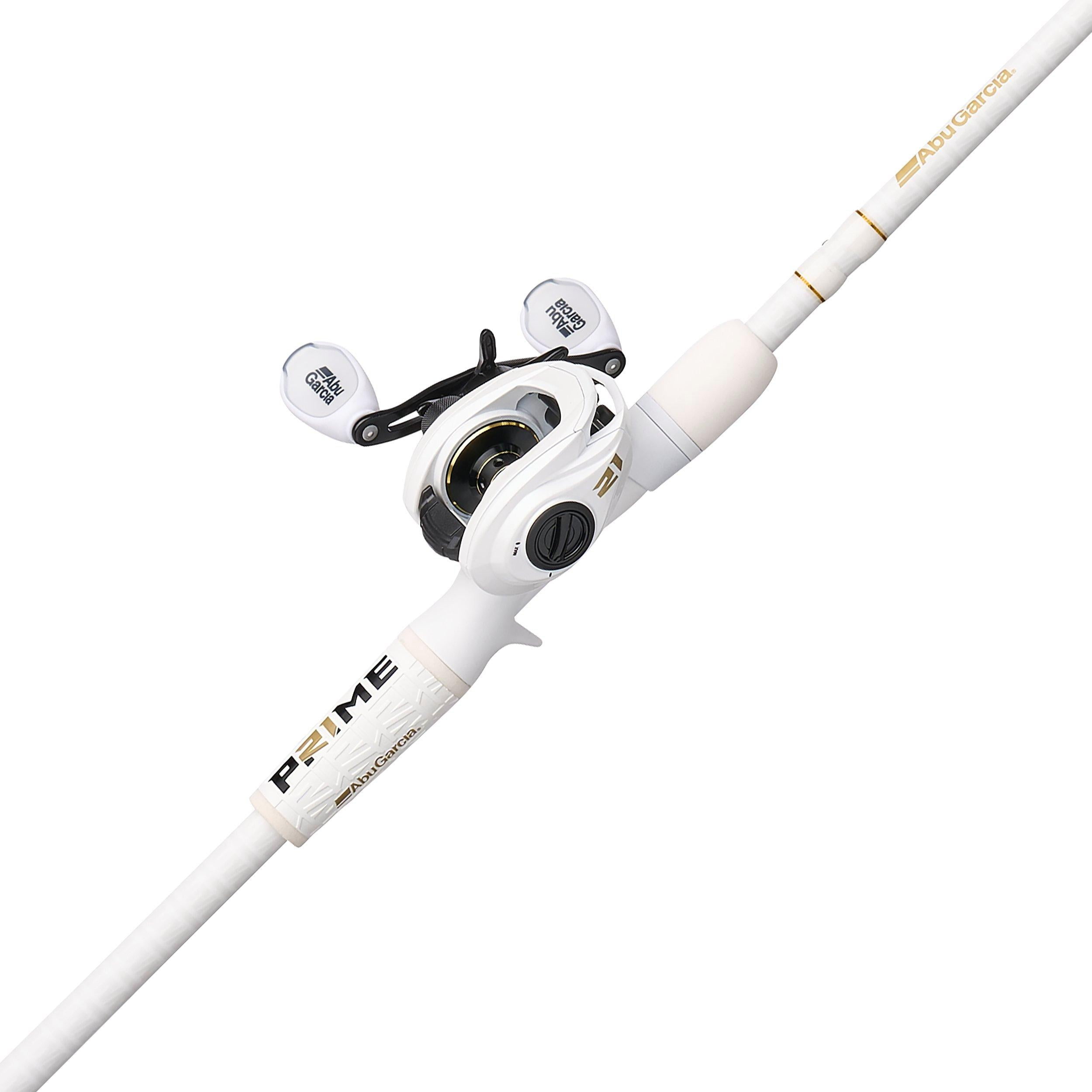Abu Garcia Prime Baitcast Combo, 7' Medium Heavy, White, Left-Handed