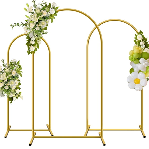Soporte de arco metálico YAYOYA, set de 3 (180/200/220 cm), dorado