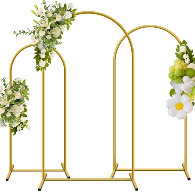 Soporte de arco metálico YAYOYA, set de 3 (180/200/220 cm), dorado