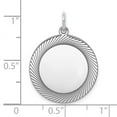 thumbnail image 4 of Auriga Fine Jewelry 925 Sterling Silver Rh-plt Engravable Round Front/Satin Back Disc Charm for Women (L-26mm, W-19mm), 4 of 6