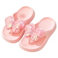 thumbnail image 2 of Rhuody Teen Girls slipper Summer Sparkly Bow Slides Soft Sole Non slip Open Toe Outdoor Flip Flop Sandals Retro Feetwear Red 11-12 Years, 2 of 8