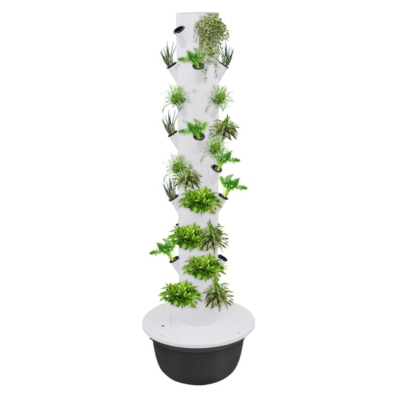 Black Hydroponics Growing Tower, 9-Lay 36-Spots Hydroponic Indoor Vertical Garden Kit with Loop Timer and Submersible Pump, Growing Tower for Fruits Flowers & Vegetables