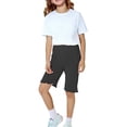 thumbnail image 3 of CPNG Toddler Girls Five Quarter Pants Candy Colored Shorts Ruffled Half Length Solid Color Leggings Shorts(Black,8-9 Years), 3 of 5
