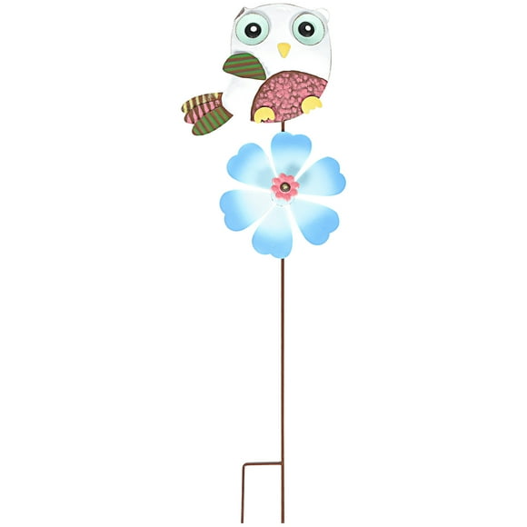 Garden Metal Pinwheel Colorful 3d Lovely Owl Windmill Garden Yard Lawn Decoration