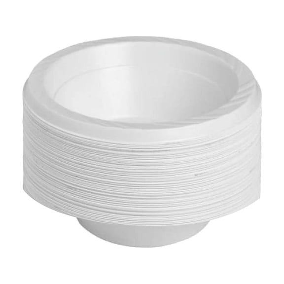 50 Pack White Plastic Bowls, Disposable Soup Bowls, Heavy-duty Dessert Salad Bowl for Christmas, Thanksgiving, Party, Wedding, Dinner, Catering