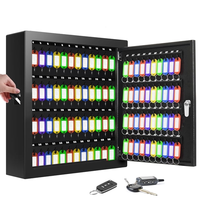 Caja de llaves Oepmoc con 100 llaves antirrobo, color negro