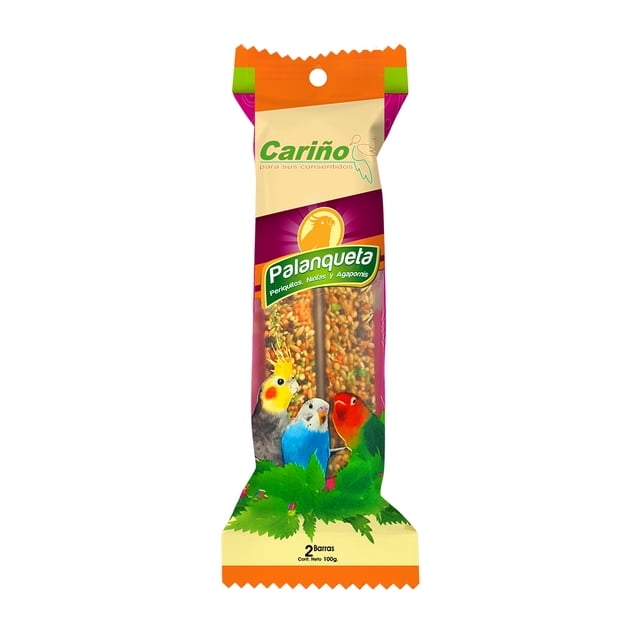 PALANQUETAS PARA PERIQUITOS, NINFAS Y AGAPORNIS (2BARRAS 90G) CARINO PPNA90 CARIÑO PPNA90