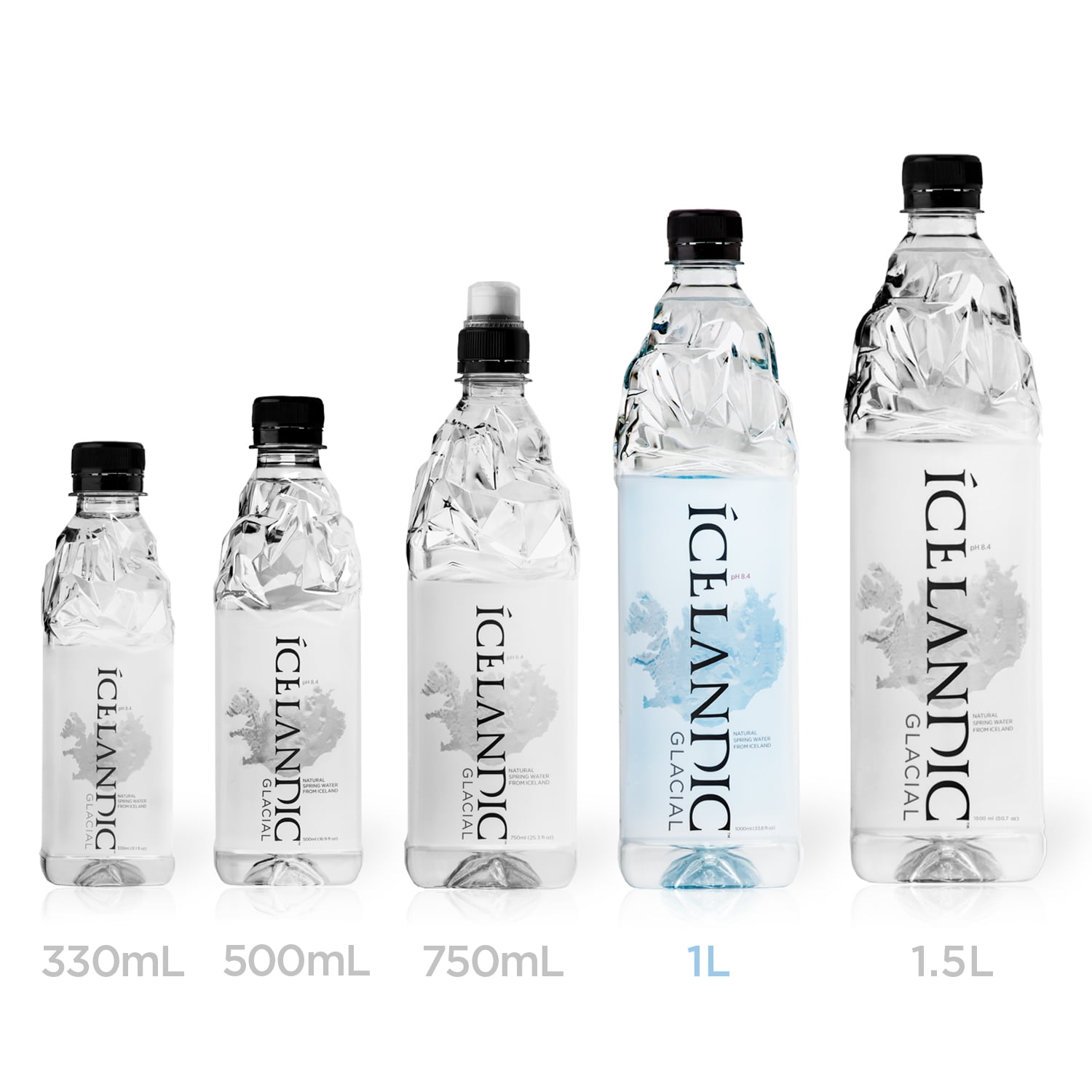 (2 pack) Icelandic Glacial Natural Alkaline Spring Water, 1 Liter, Single Plastic Bottle