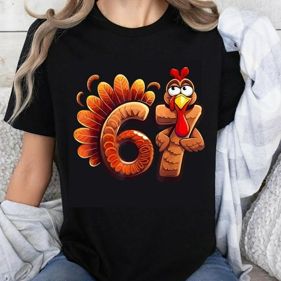100% Cotton Turkey 67 Birthday Shirt Funny Thanksgiving Celebration Gift for Men Women Kids Party Wear Novelty T-Shirt