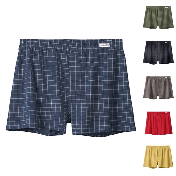 Mens Cotton Short Boxers Sleep Short Plaid Loose Woven Breathable Comfortable Underwear Pajama Pants