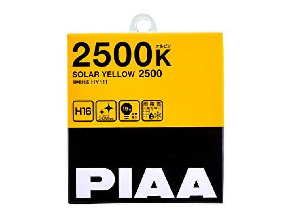 PIAA 22-13416 H16 Solar Yellow Replacement Bulb; 12V; 19W; 2500K; Twin Pack;