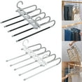 thumbnail image 1 of Trouser Hanger Space Saving 5 In 1 Non-Slip Multifunctional Pants Rack Stainless Steel Pants Hangers Multiple Layers Clothes Hanger Closet Wardrobe Clothes Organizer Rack for Scarf Ties J, 1 of 10
