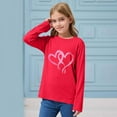 thumbnail image 5 of Girls Red Long Sleeve Top with Heart Graphic - Soft Stretch Crewneck Shirt for Kids to Big Kid (2-14 Years),Size 13-14 T, 5 of 6