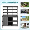 thumbnail image 2 of YIYADO 66" Large Outdoor Wooden Planter Workbench, Farmhouse Style Garden Workstation with 2 Drawers, Cabinets, and Open Shelves, Suitable for Backyards and Mudrooms, Gray, 2 of 7