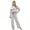 Gray, variant on Lounge Sets for Women, 2‑Piece Crew Neck Long‑Sleeve Top & Drawstring Wide Leg Pants, Casual Matching Sleepwear Loungewear for Ladies