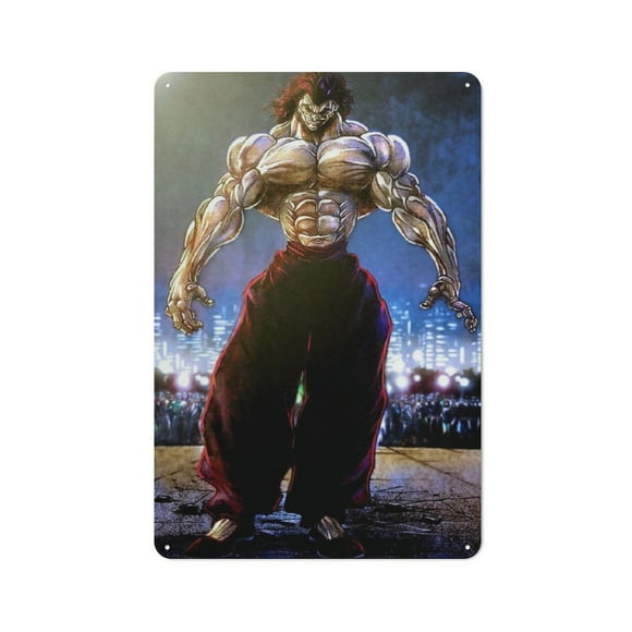 Hanma Yujiro Hanging Picture Tin Hanging Picture Wall Poster Metal Painting Creativity Poster Home Decor Painting Anime Goods Gift 30x20cm