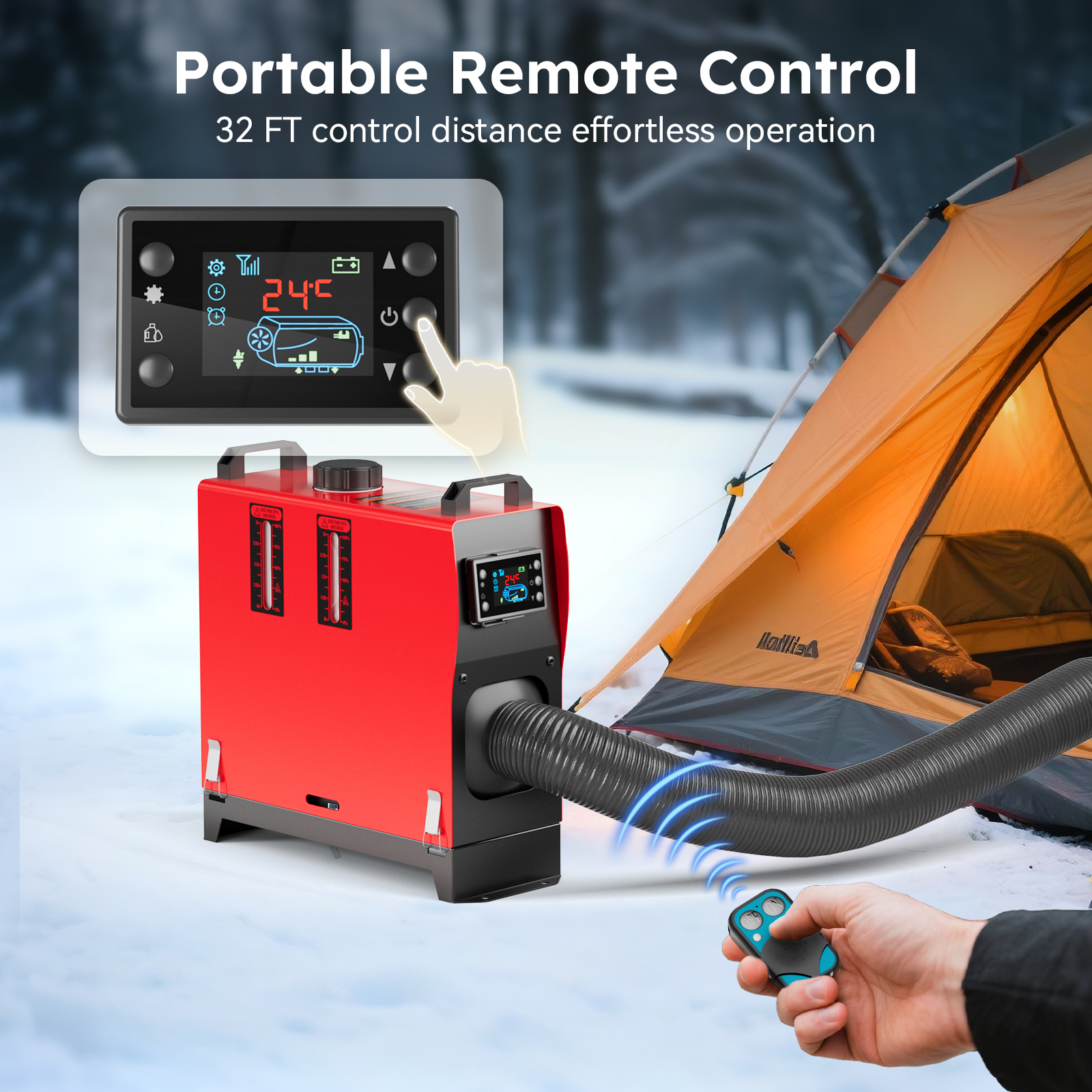 Joreek 5KW Diesel Heater 12V, Portable Parking Diesel Air Heater All-in-one with Remote Control, 5L/1.3Gal Fuel Tank, Auto Start-Stop and Fast Heating for Boat Bus RV and Trailer