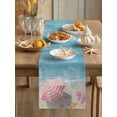 thumbnail image 3 of Life Is Better At The Beach Table Runner, Summer Sea Umbrella Slippers Starfish Cotton Linen Kitchen Table Decoration Washable Dining Tabletop Runners for Home Party Decor 13x120 Inches, 3 of 9