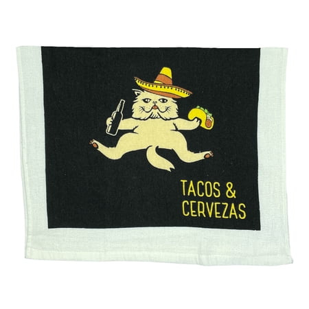 Tacos and Cervezas Funny Meixcan Food Beer Drinking Tea Towel