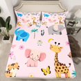 thumbnail image 2 of Feelyou Pink Elephant Animal Twin Sheet Sets, Giraffe Tiger Teen Bedding, 3-Piece, 2 of 7
