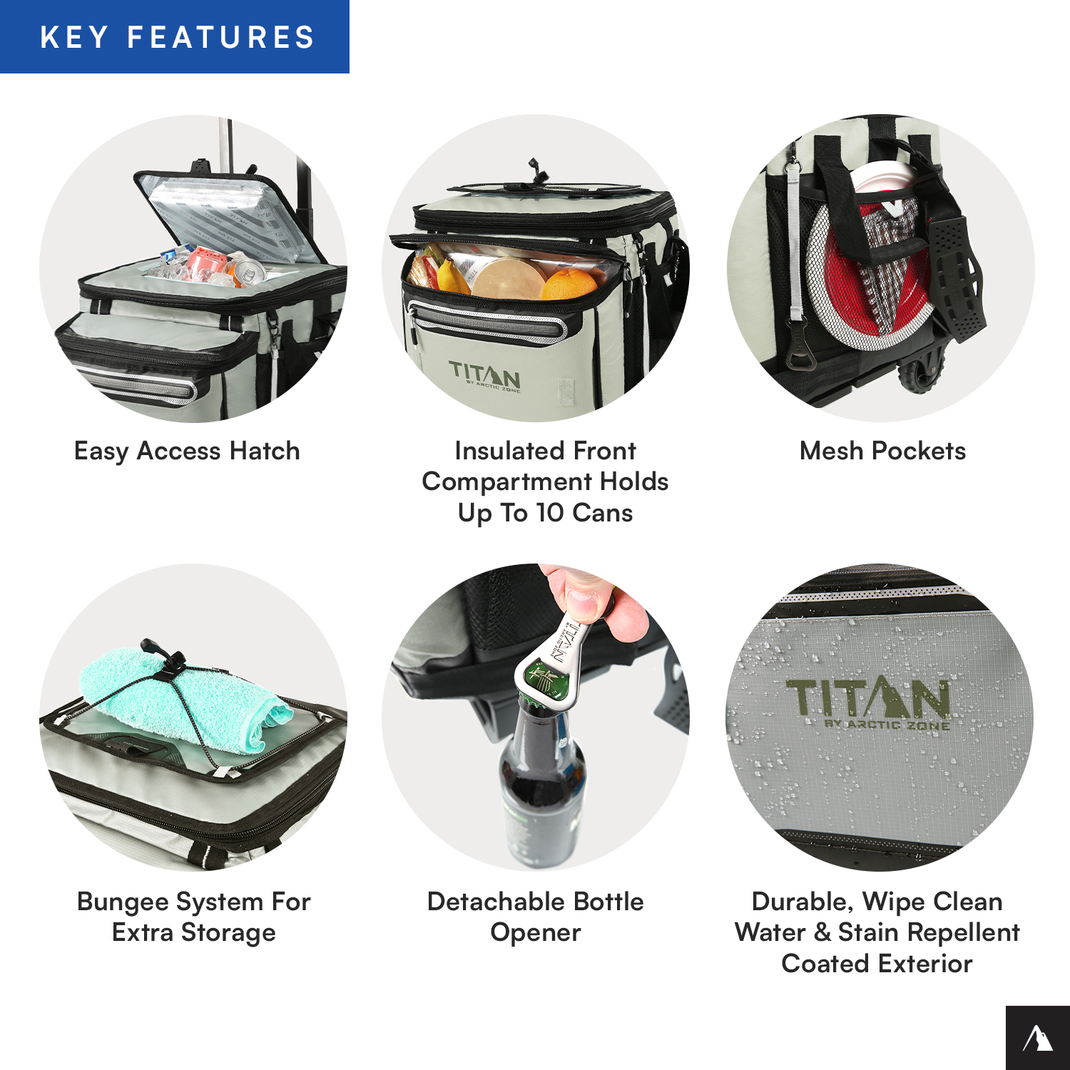 Titan by Arctic Zone 60 Can Collapsible Rolling Cooler, Seagrass