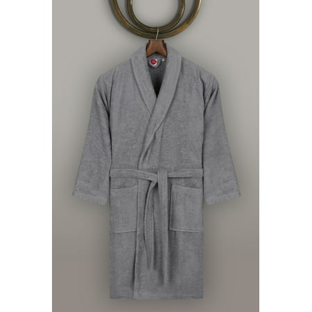 

100% Turkish Cotton Terry Cloth Gray Large Size Bathrobe