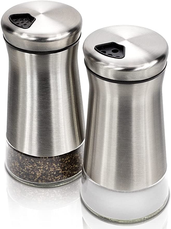 Salt and Pepper Shakers Set With Adjustable Pour Holes The