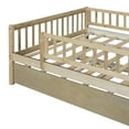 thumbnail image 6 of Full Size Wood Daybed With Trundle And Protective Fence Guardrails - Natural. Ensures A Comfortable Rest. Space. No Box Spring Natural Reliable Size. Offers Sleep Environment. Construction. Easy, 6 of 7