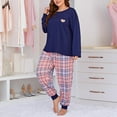 thumbnail image 2 of Sngxgn Womens Pajamas Pajama Sets for Women Soft Button up Womens Loungewear Set with Pockets(Navy,XXXL), 2 of 8