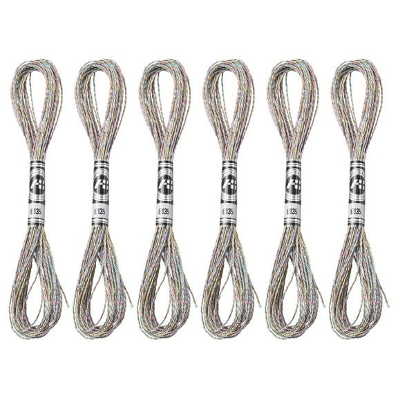 Uxcell 6 Skeins Embroidery Floss, Metallic Embroidery Thread Gray Colorful