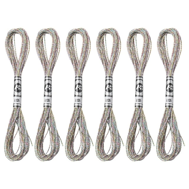 Uxcell 6 Madejas de Hilo de Bordado de Nailon 8.75 Yardas de Longitud Hilo de Bordado Metálico para Principiantes Colorido Gris