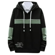 TANGON Men's Autumn And Winter Hooded Multicolor Stitching Pullover Sweater Trendy Jacket