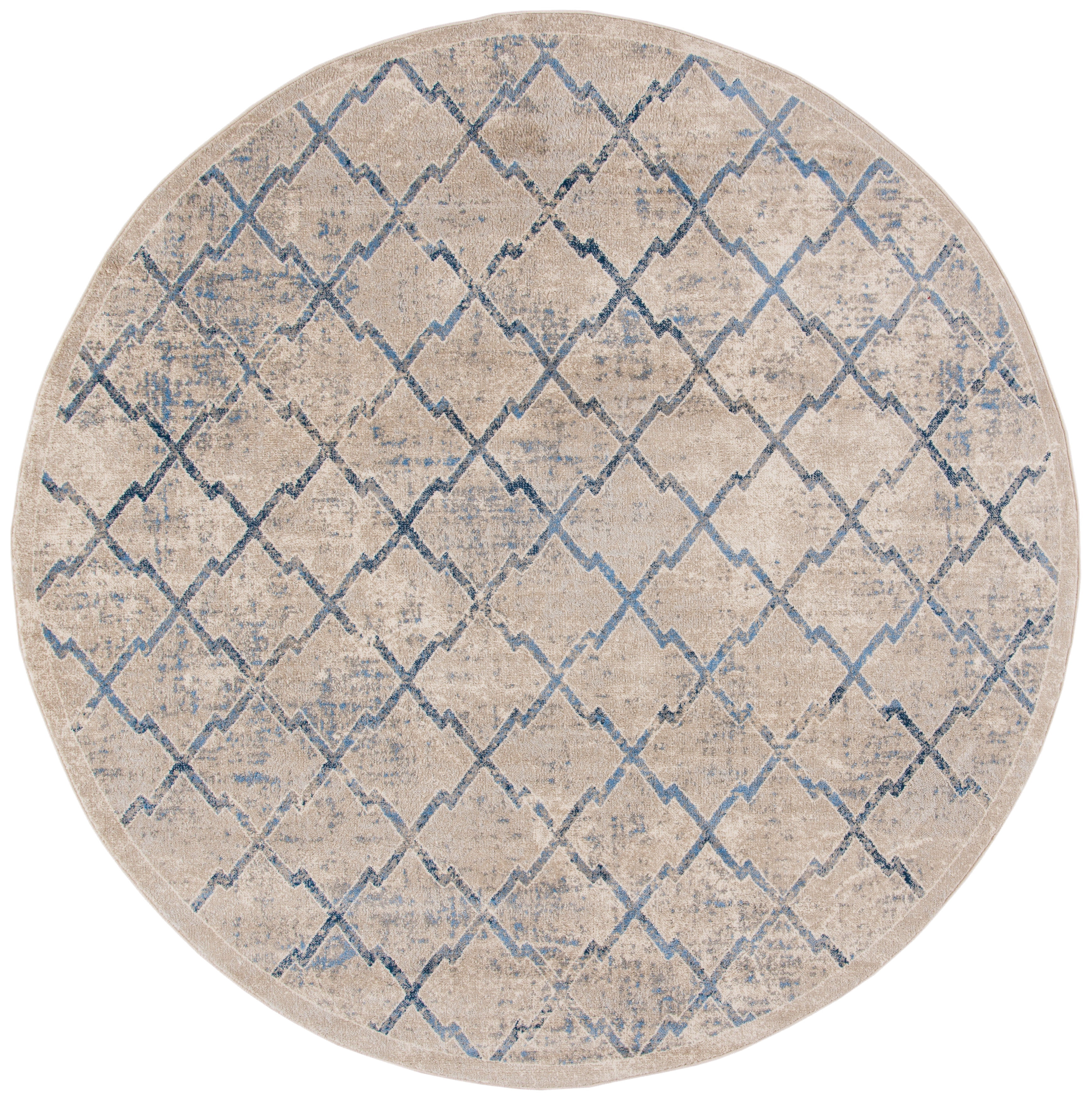 SAFAVIEH Brentwood Celandine Geometric Area Rug, 5' x 5' Round, Light Grey/Blue