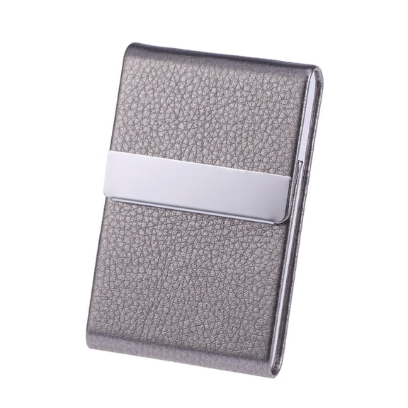 LITINKIMI Professional PU Business Card Holder Case, Grey Organizer for Business Cards and ID