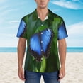 thumbnail image 2 of Fotbe Blue Morpho butterfly Pattern Hawaiian Shirt for Men Unisex Summer Beach Casual Short Sleeve Cotton Linen Button Down Shirts,X-Large, 2 of 7