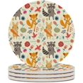 thumbnail image 2 of Round Drink Coasters 2 Pcs Animals and Flowers Absorbent Ceramic Coaster with Cork Base for Coffee Cups Housewarming Gift for Home Decor, 2 of 6
