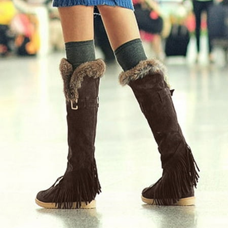 

Midewhik Winter Breathable Tassel Flats Retro Suede Thermal Colors Thigh Fashion Shoes Boots Women s Women s Boots