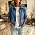 thumbnail image 2 of Edvintorg Denim Jacket for Women Fashion Long Sleeve Casual Loose Zip Up Jean Coat with Pockets Clothes for Women Blue S, 2 of 7