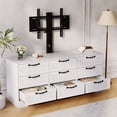 thumbnail image 4 of Gran capacidad y diseño moderno – Mueble de TV para 32-85" – 9 cajones – Gran espacio de almacenamiento – Consola de entretenimiento de madera, color blanco, 4 of 8
