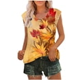 thumbnail image 2 of ALLLIST Cute Summer Tops for Women Orange Sleeveless Crew Neck Floral Tank Tops Girls Tank Tops L, 2 of 5