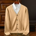 thumbnail image 2 of Brnmxoke Mens Shawl Collar Cardigan Sweater - Button Down V-Neck Long Sleeve Knit Cardigans Casual Basic Relaxed Fit Coat Khaki,L, 2 of 6