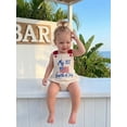 thumbnail image 5 of BemeyourBBs Newborn Baby Boy Girl My First 4th of July Outfit Patriot Independent Day Summer Clothes Romper Overalls USA Flag Embroidery Sleeveless Square Neck Backless Jumpsuit Bodysuit Overalls, 5 of 9