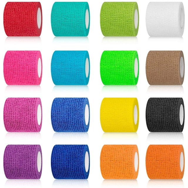 2”x 5 Yards Self Adhesive Bandage Wrap, Breathable Vet Wrap Cohesive Bandage First Aid for Pets, Athletic Elastic Self Adherent Wrap for Sports Injury: Wrist, Knee & Ankle Sprains (Random Color)