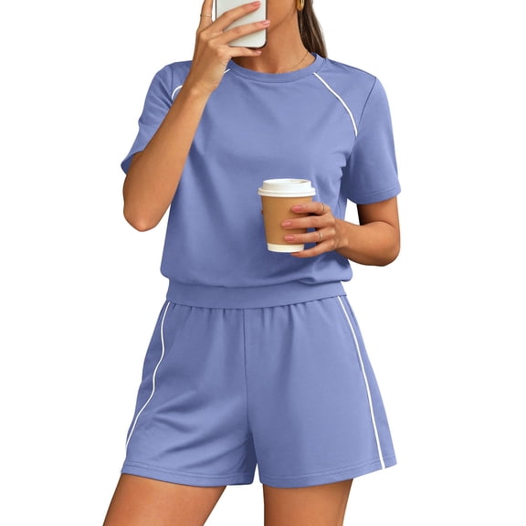 Lumtrix Two Piece Sets For Women Summer Lounge Matching Sets Airport Vacation Outfits Spring Summer Fashion Clothes 2026 Blue M