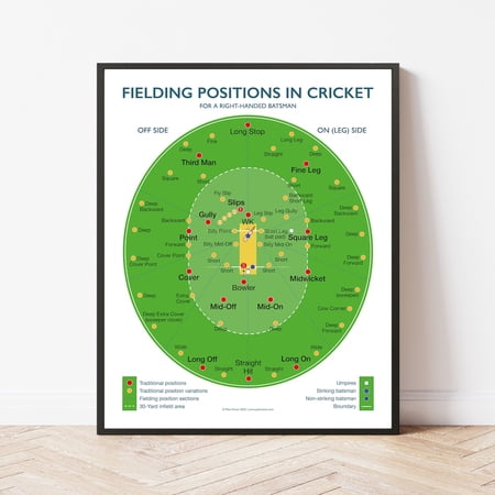 Fielding Positions In Cricket Poster, Unframed Paper Poster 8x10in