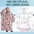 thumbnail image 4 of Oversized Wearable Blanket Hoodie,Pink Cow Strawberry Hat Pattern Sherpa Blanket Hoodie with Super Pockets,Super Warm Fuzzy Pullover for Women & Men, 4 of 6