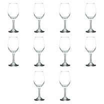 Rioja Wine Glasses with Stem 10 oz. Set of 10, Bulk Pack - Color Bottom, Perfect for Wedding, Party Favors, Birthday, Bridal Shower Gifts - Clear