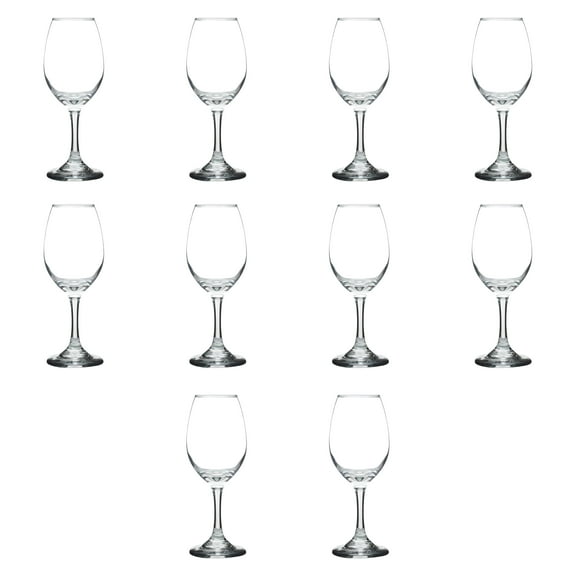 Rioja Wine Glasses with Stem 10 oz. Set of 10, Bulk Pack - Color Bottom, Perfect for Wedding, Party Favors, Birthday, Bridal Shower Gifts - Clear